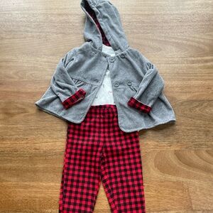 Carter's Red Plaid and Gray Outfit Set
